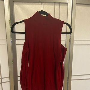 Red cold shoulder sweater